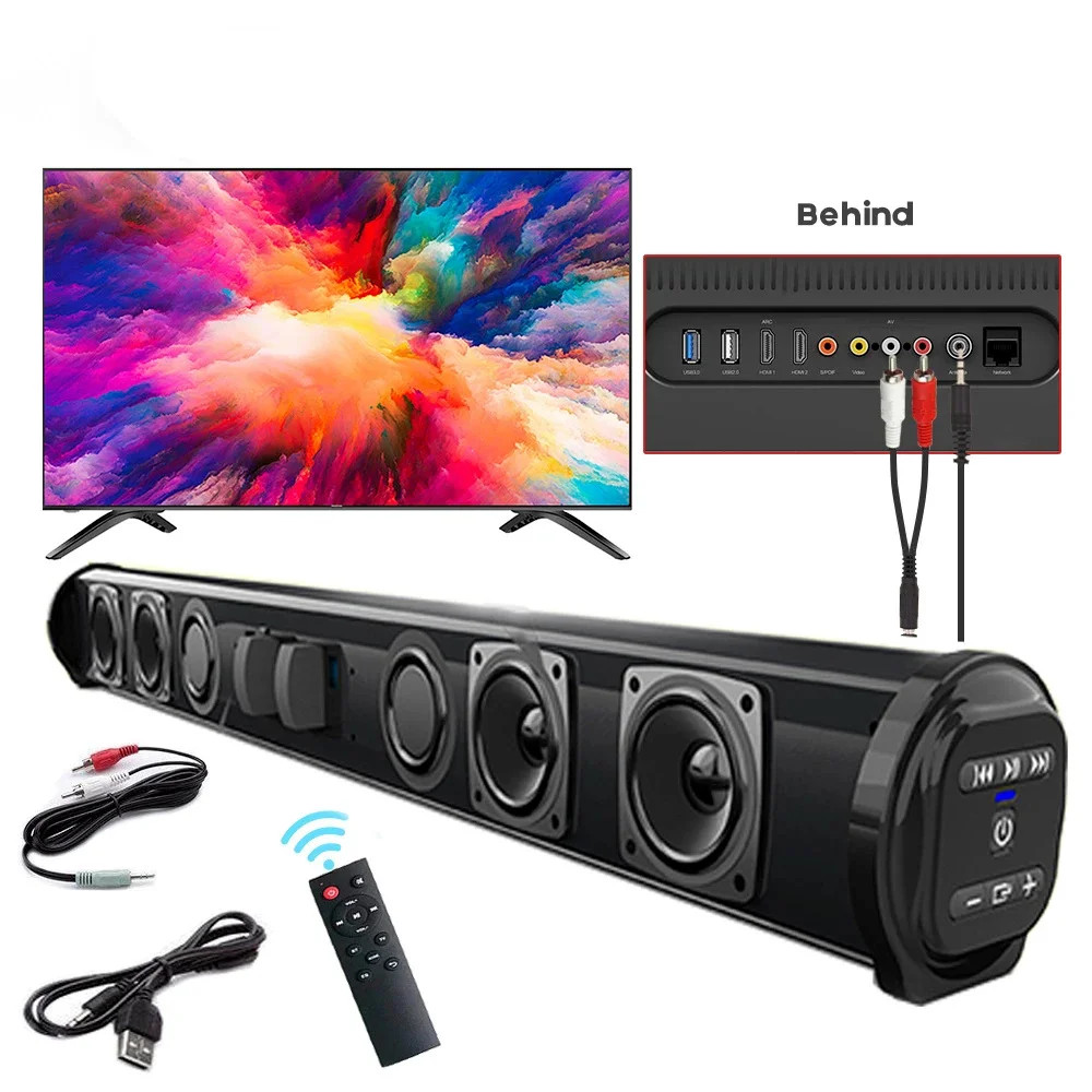 

40W TV Car Sound Bar Wired and Wireless Bluetooth-compatible Home Surround SoundBar for PC Theater TV Computer Speaker