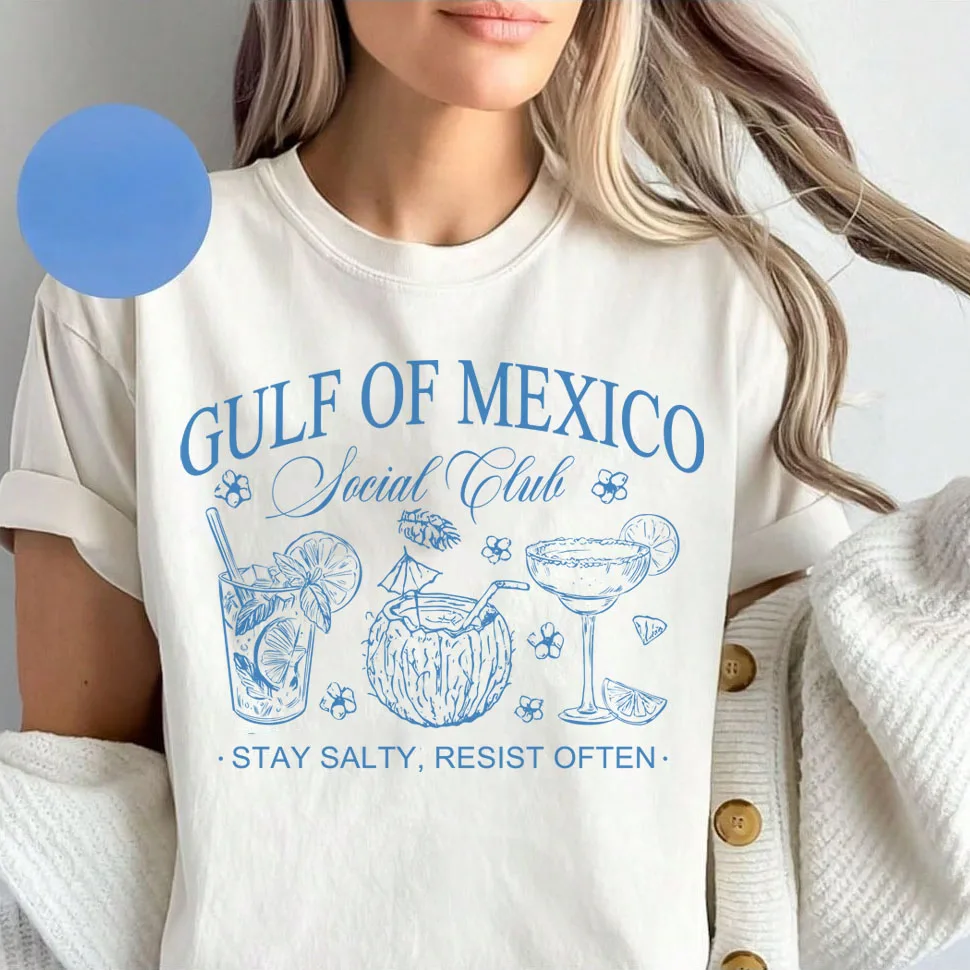 

Gulf of Mexico Social Club Graphic Tops Trendy Democrat Tshirts Retro Funny T-Shirts Comfortable Cotton Soft Women's T-Shirt