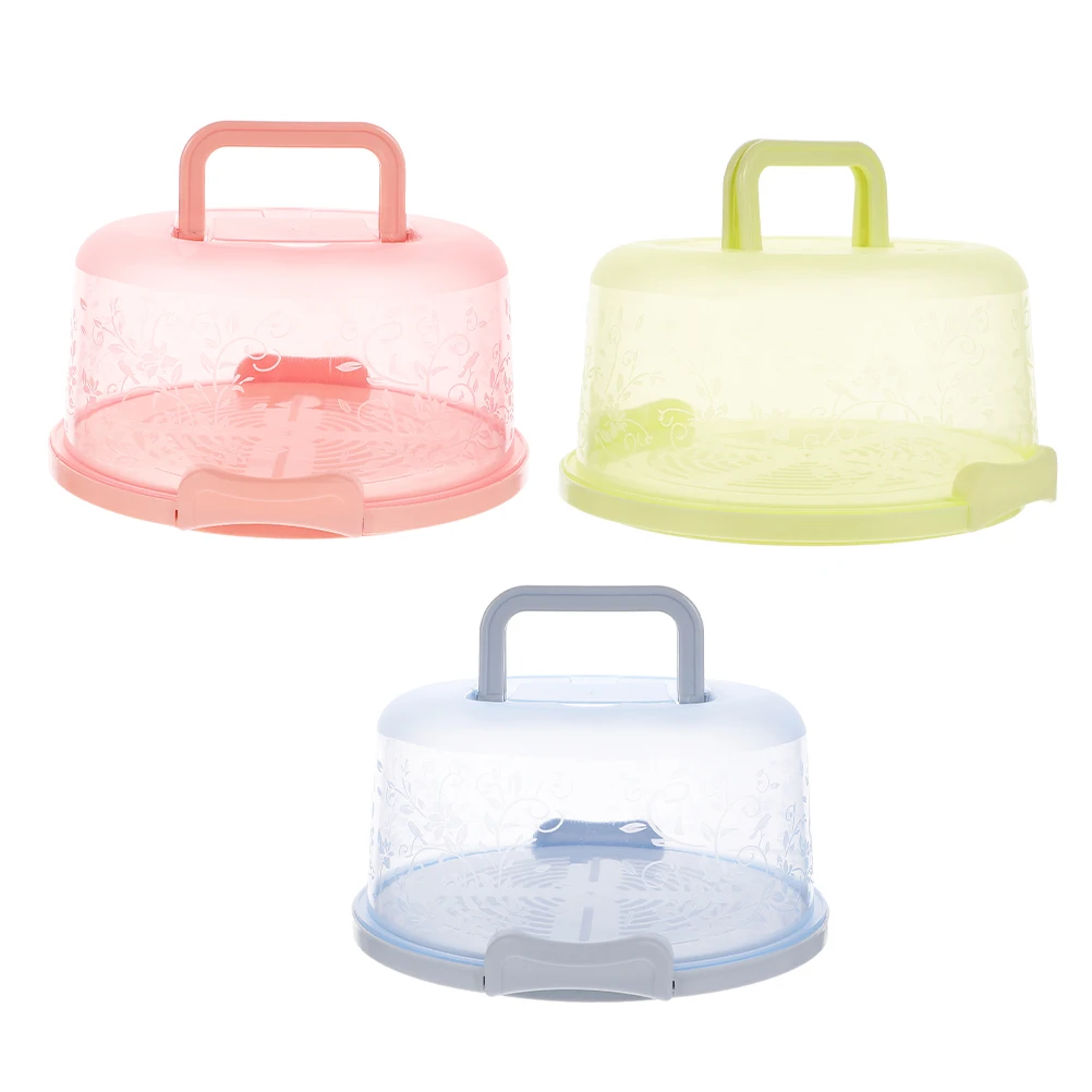 

3pcs Portable Cake Boxes Lightweight Transparent PP Containers Sealed Buckle Dessert Packaging Fruit Storage Travel