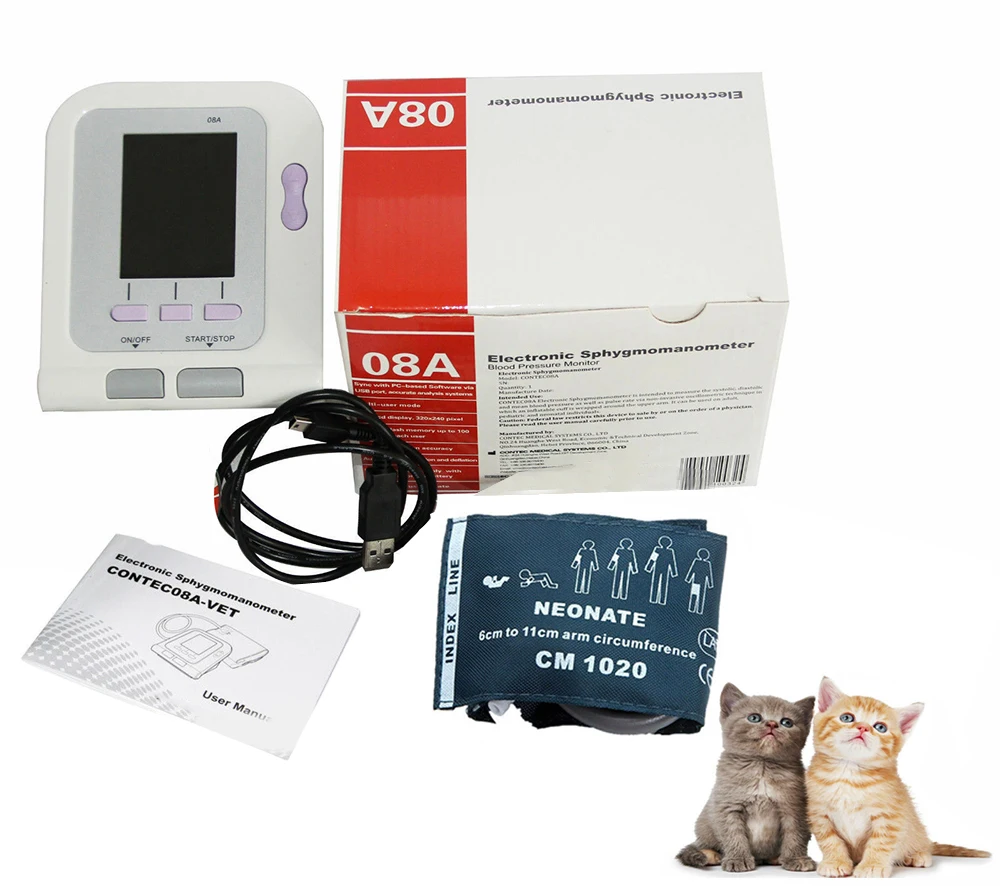 

SINOHERO CONTEC08A-VET Монитор артериального давления для животных 2,8-цветный ЖК-дисплей Ветеринарный цифровой электронный сфигмоманом для животных