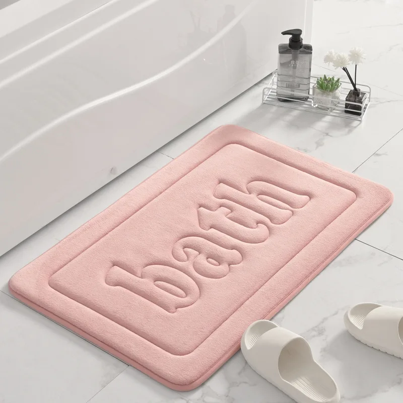 

Washable Memory Foam Bath Mats Non Slip Coral Velvet Rug for Bathroom Water Absorbent Floor Indoor Doormat Kitchen Shower Carpet