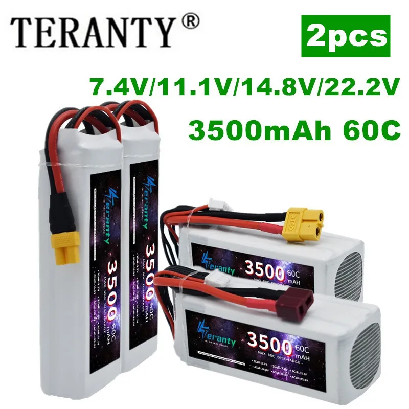 

TERANTY 3500MAH 60C 7.4V 11.1V 14.8V 22.2V Lipo Battery 2S 3S 4S 6S For RC Car Quadcopter Drone Airplane Helicopter 2PCS