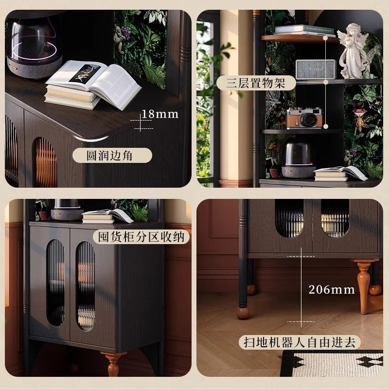 retro corner cabinet small apartment living room corner rack medium antique triangular cabinet solid wood multi-layer rack