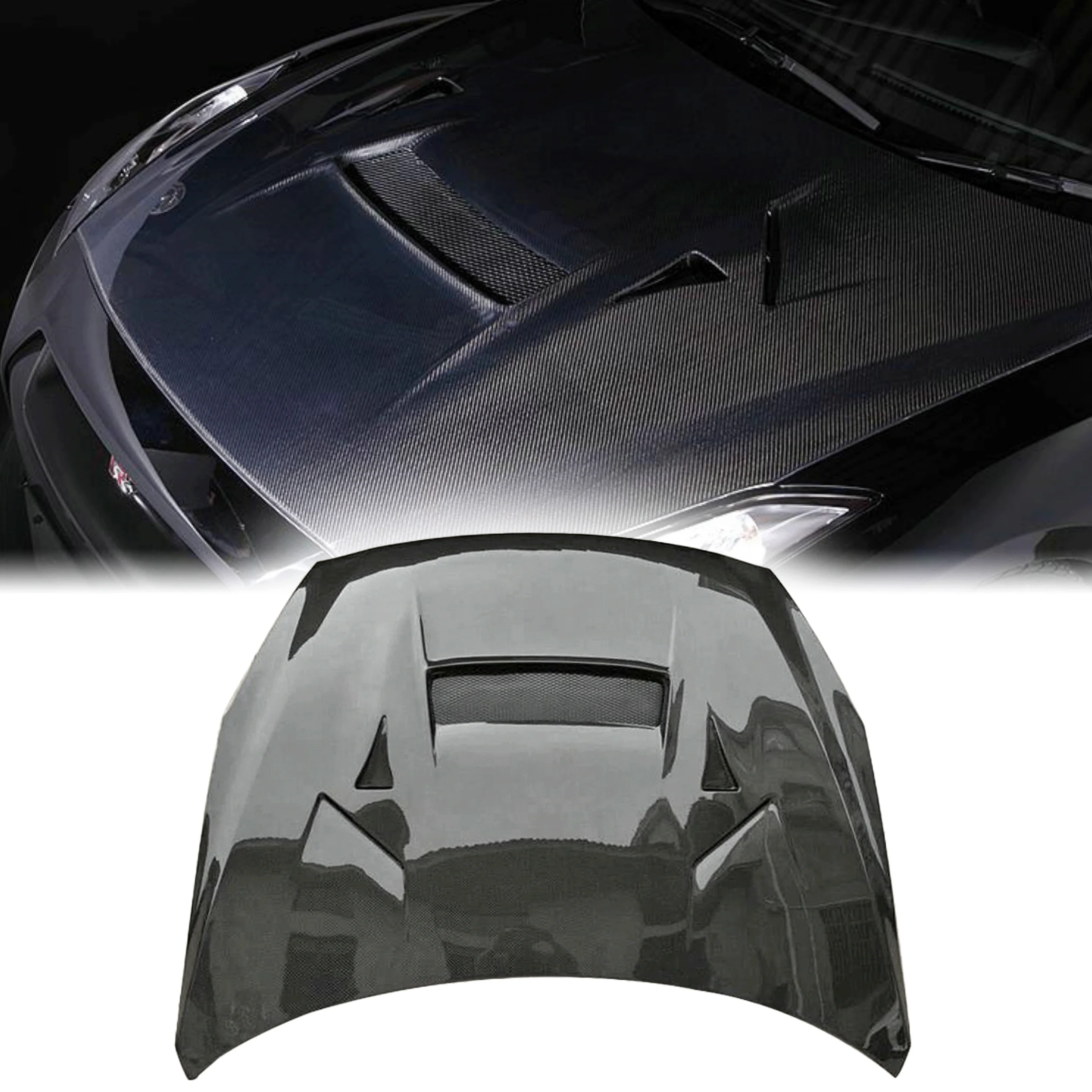 

New carbon fiber hood in Nissan R35 GTR VRS style