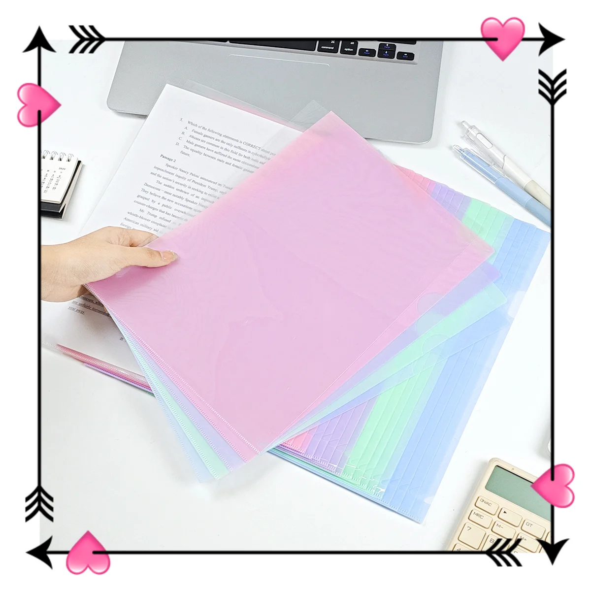 10-Pack Folders with Transparent Inserts L-Shaped A4 Waterproof Thickeneded Single-Chip Folder Test Paper Folder A4 Paper Report Archive Resume Contract Information Storage Folder