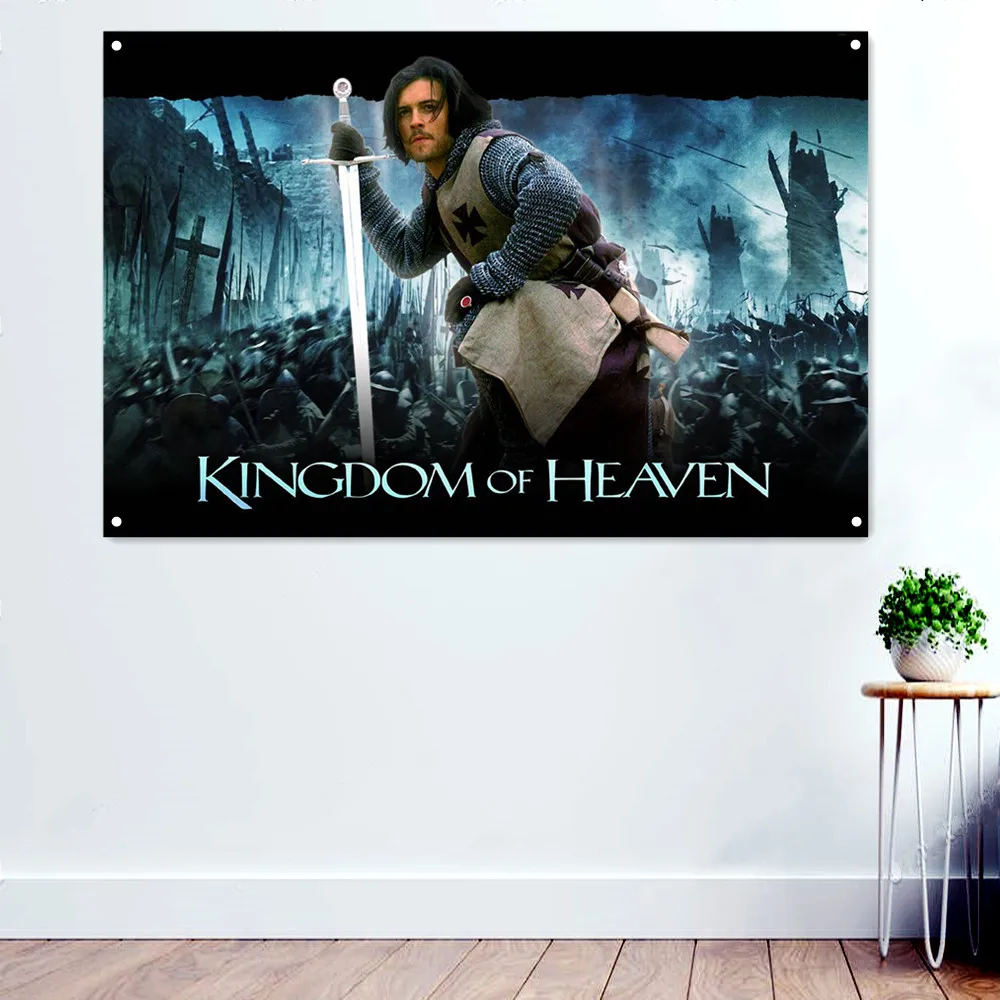 Knights Templar Tapestry Crusade Warrior Banner Wall Hanging Flag Kingdom of Heaven Movie Poster and Prints Wall Decor Painting