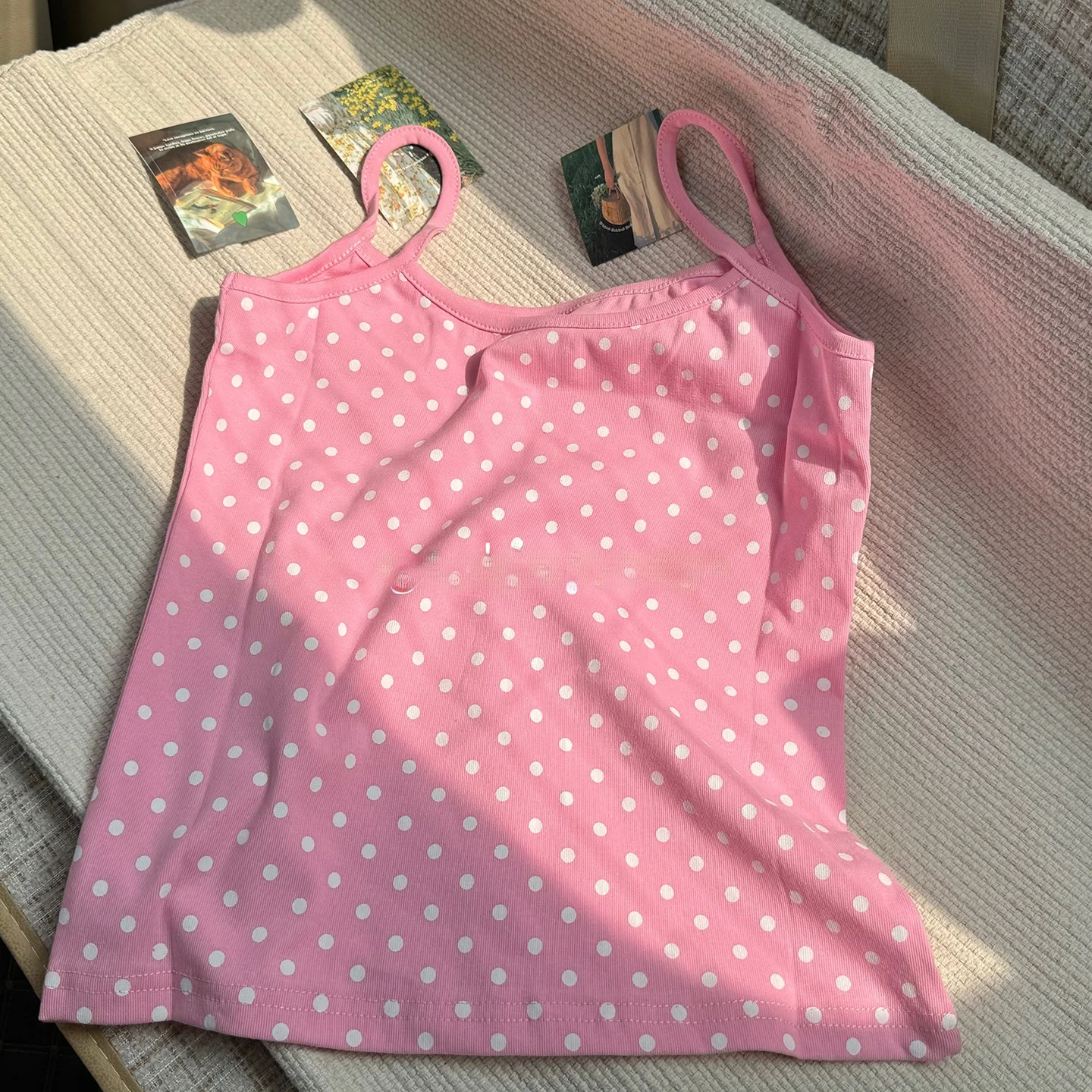 Summer Photography Cute Sweet Spicy Black And Pink Polka Dot Strap Short Inner Wear Top Girl's Small Vest Fashionable Casual