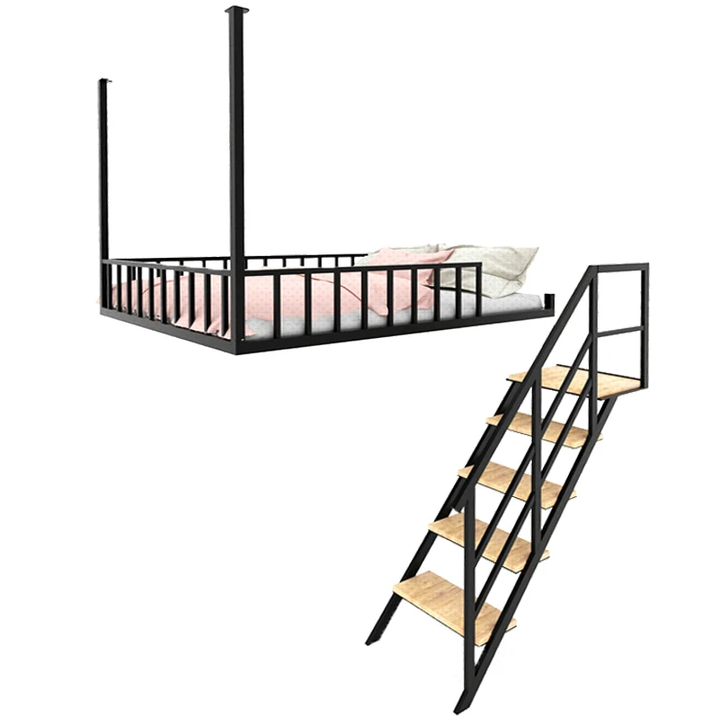 European suspended bed, elevated bed, adult provincial space bed, small unit loft, pavilion, iron art attic suspension