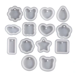 12 Uds moldes geométricos de silicona molde de fundición de resina epoxi DIY llavero colgante molde para decoración de adornos