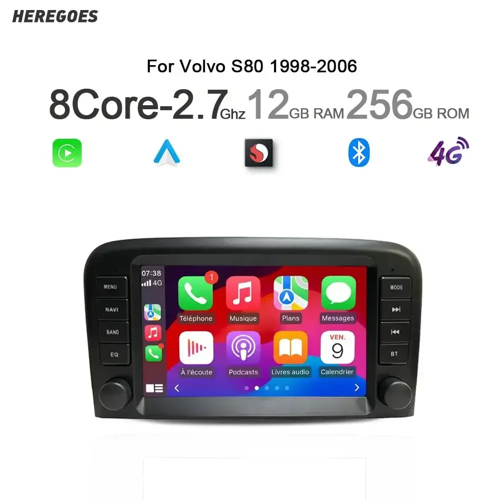 Carplay Android 13 Car Radio GPS Player 8G 256GB Navigation Stereo Autoradio Multimedia Bluetooth Wifi For Volvo S80 1998-2006