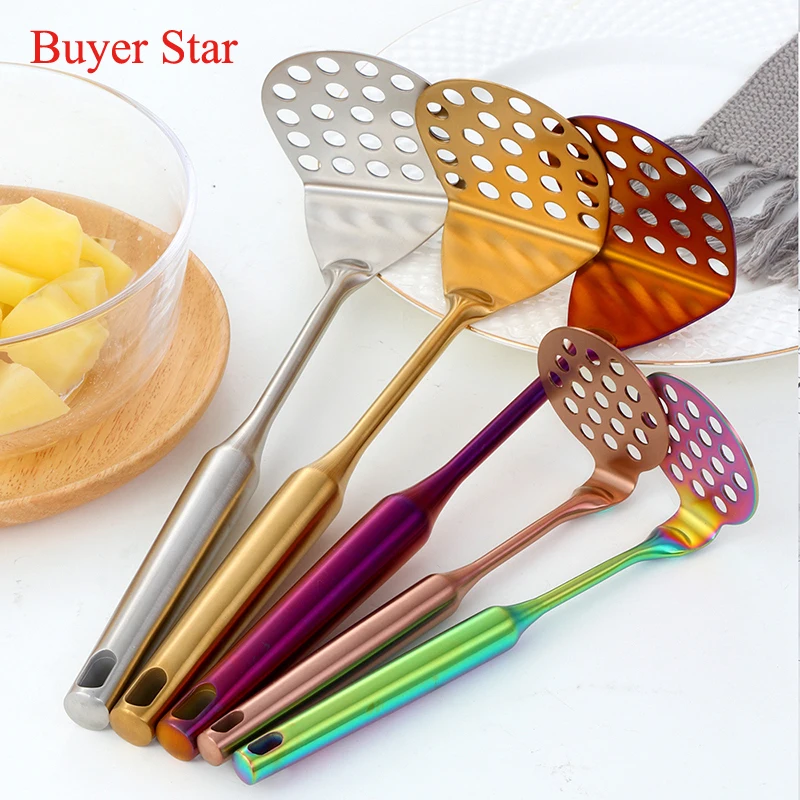 New Durable Stainless Steel Masher Pressed Potato Masher Crusher kitchen gadgets metal Rice Pusher Puree Maker cooking tools