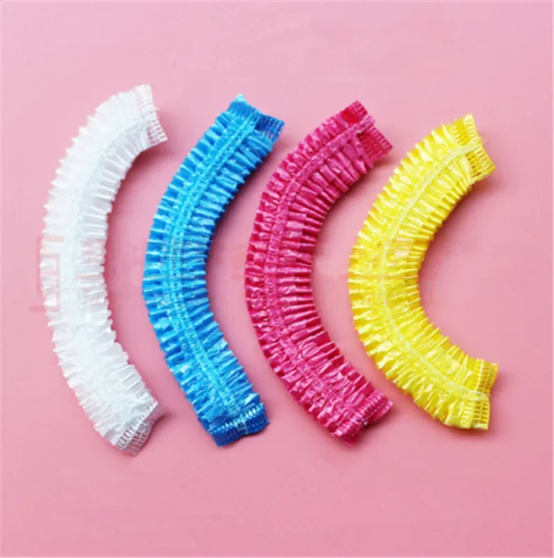 10 Pcs/Bags One-Off Elastic Shower Cap Disposable Shower Caps Hat Bathing Caps Hotel Clear Hair Salon Bathroom Products Bath Cap