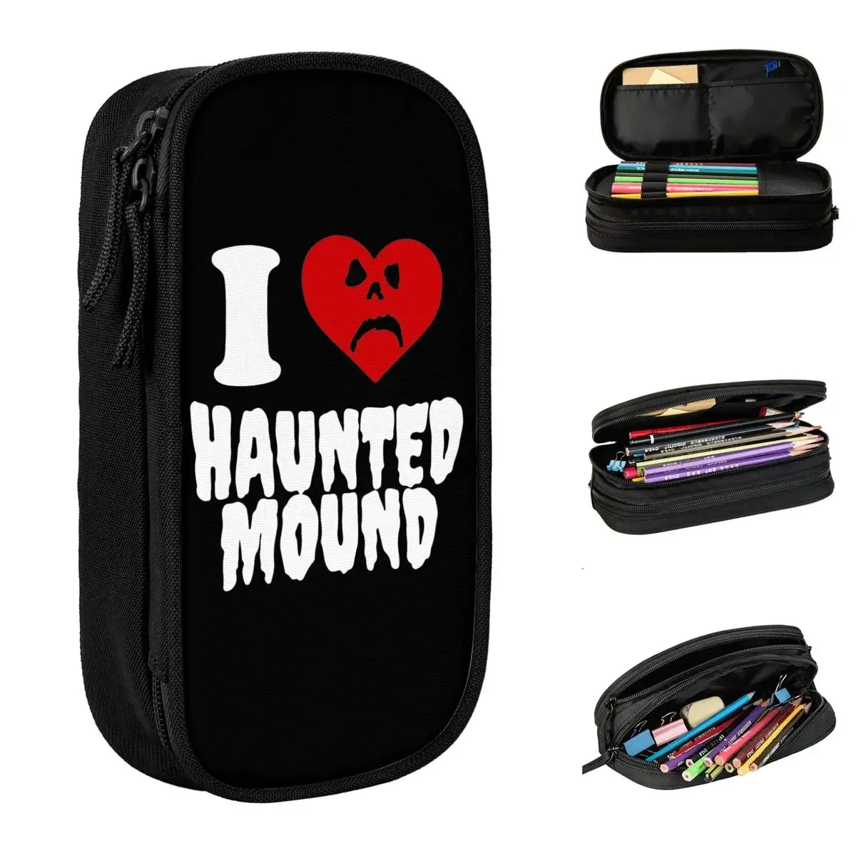 

I Love Haunted Mound Sematary Pencil Cases Fun Pen Bags Kids Large Storage Students School Cosmetic Pouch