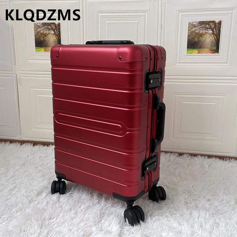 Klqdzms hochwertiges Gepäck alle Aluminium Magnesium legierung Trolley Fall 20''24 "28 Zoll Student Boarding Box Roll koffer