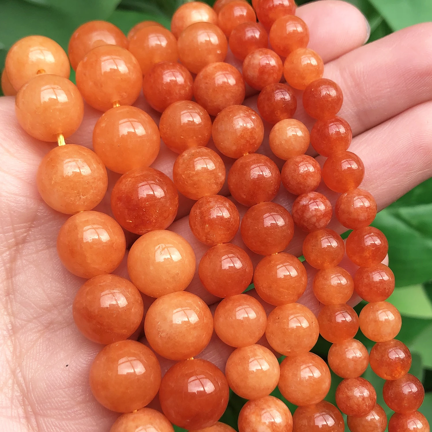 Perline Di Giada Arancione Naturale 8 Mm – GEM-Inside, Filo Da 40 Cm Per Creazione Gioielli Fai Da Te - copertina
