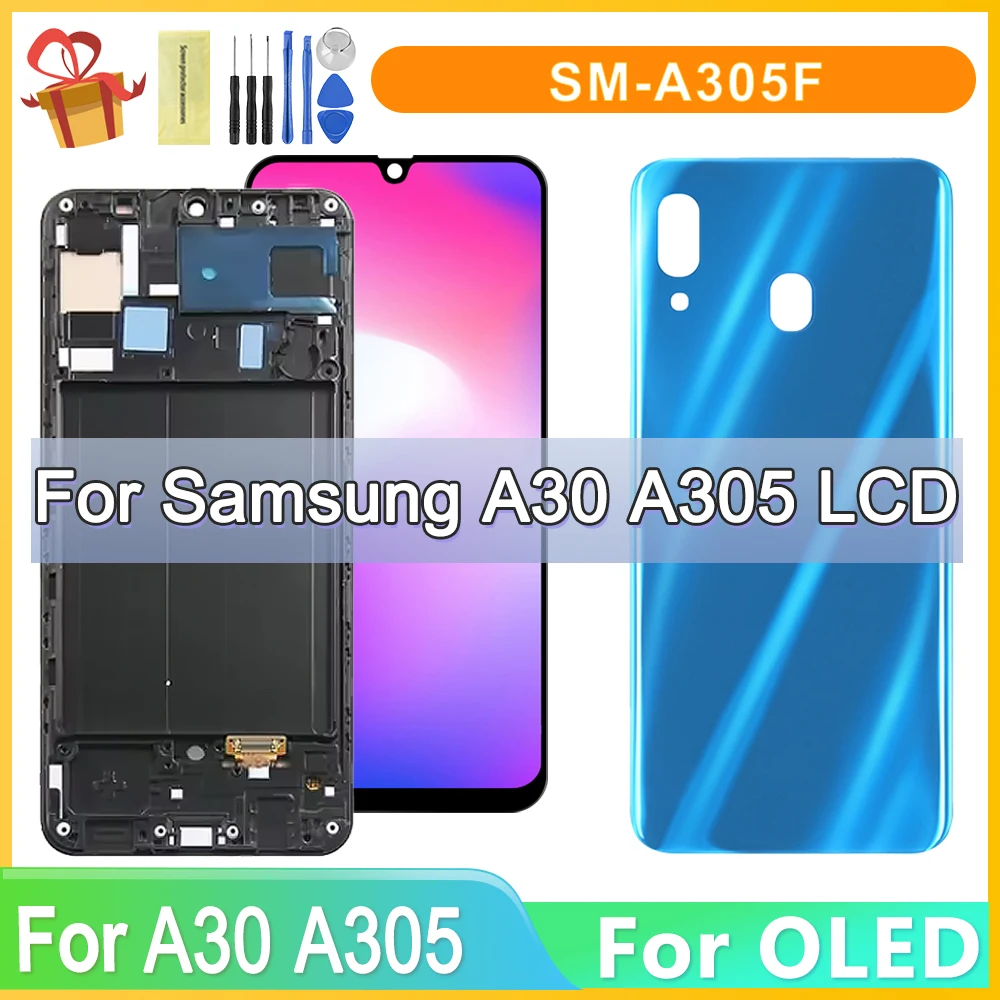 

ЖК-дисплей с сенсорным экраном и дигитайзером в сборе для Samsung A30 A305/DS A305F, ЖК-экран с рамкой