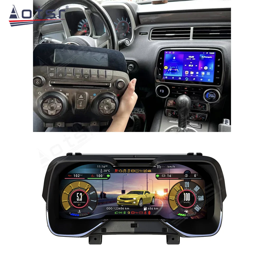 Digital Cluster Virtual Cockpit 8 Inch Car Radio CarPlay Android 13 For Chevrolet Camaro 10-15 Multimedia Player GPS Navigation