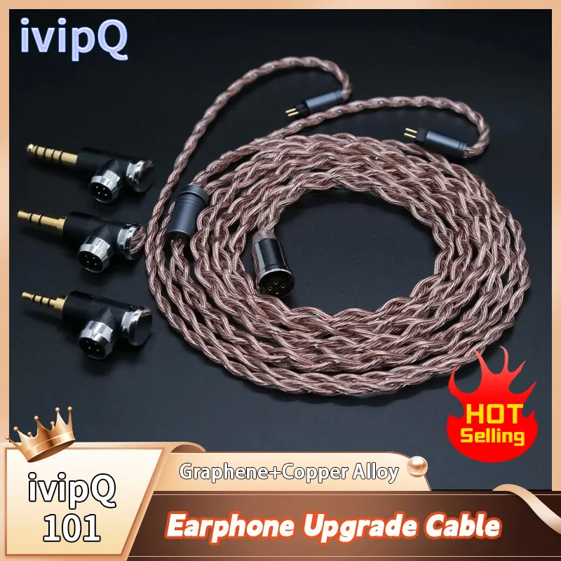 IvipQ-101 mmcx/0.78mm 2pin qdc l-tipo modular plugues 2.5/3.5mm/4.4mm 4 núcleo litz grafeno + liga de cobre high-end fone de ouvido cabo