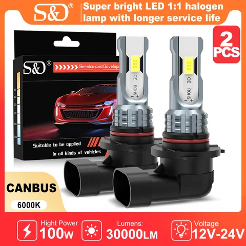 S&D 100W H8 H11 LED Canbus 9005 9006 Fog Light Bulbs Wireless 30000LM 6000K CSP LED Headlight Car Lamp for Car Driving Auto Lamp