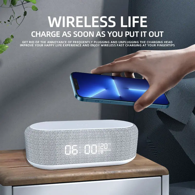 15W Wireless Chargers Pad Stand Alarm Bedroom Lamp Night Light Desktop Clock Temperature Thermometer Phone Fast Charging Dock