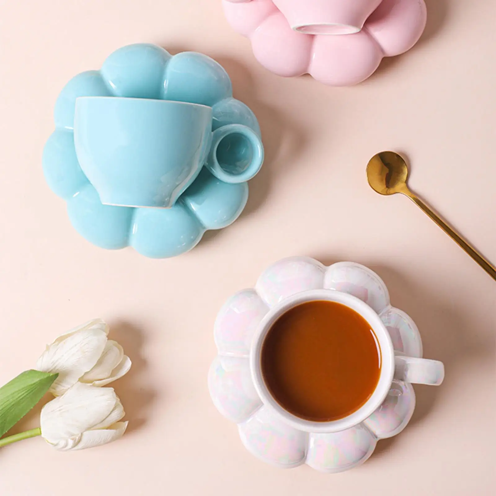 Coffee Mug and Saucer Anti-Skid Porcelain for Office Drinking Gift