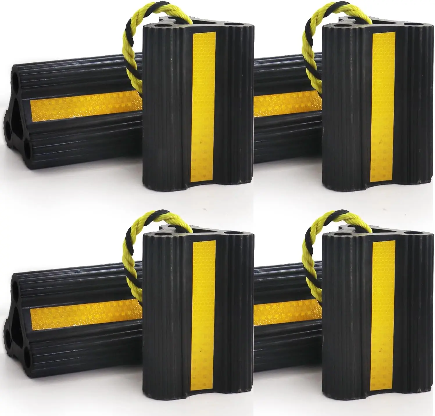 

Упоры для колес прицепов-фургонов со светоотражающими полосами, 4 пары резиновых блоков для колес для безопасной перевозки кемперов, грузовиков и автомобилей