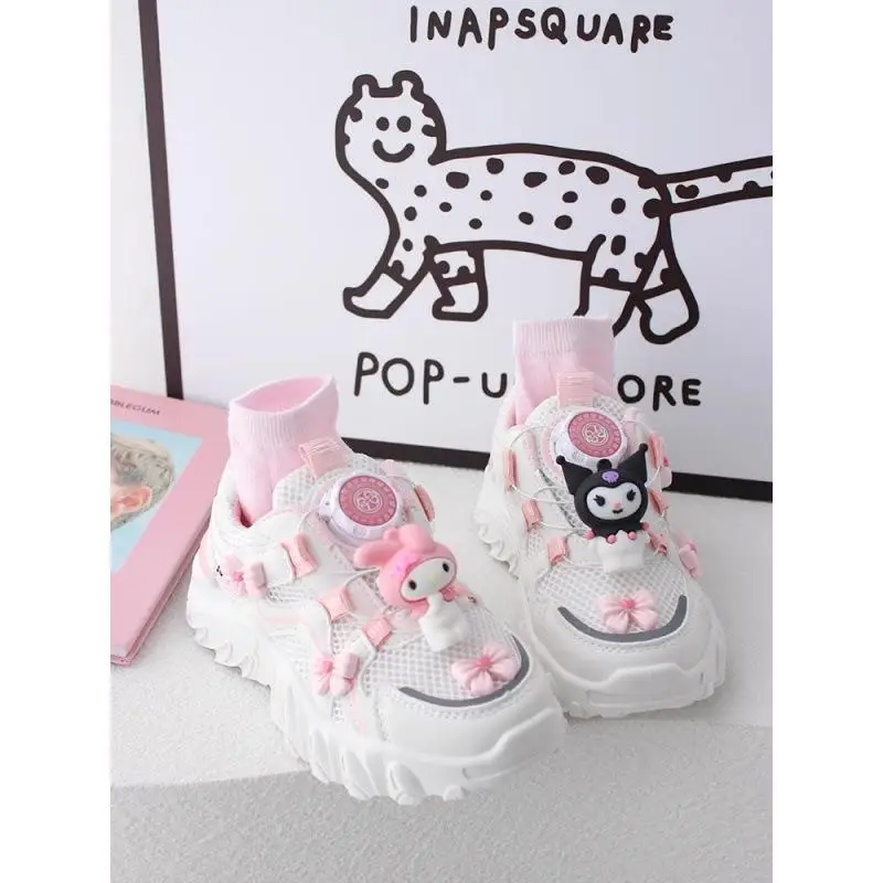 

Sanrios Hello Kittys My Melody Children's Shoes Sneakers Casual Shoes Children Rotating Button Shoes Breathable Mesh Shoes