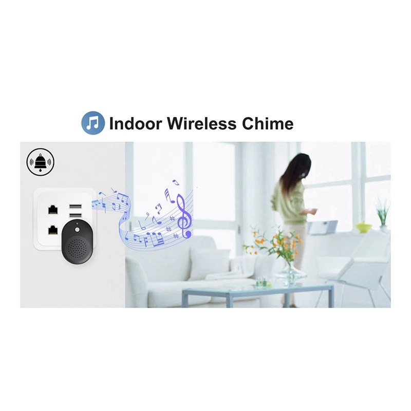 Campainha de vídeo sem fio inteligente, interfone visual digital, wi-fi, campainha eletrônica, 480p, câmera de segurança doméstica