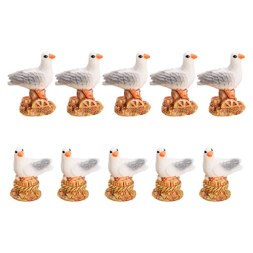 10pcs Seagull Bird Figurine Resin Bird Statue Nautical Style Seagull Decor for Home Office Garden outdoor seagull statues