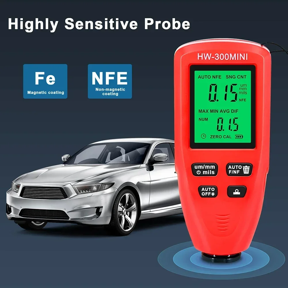 Tester Paint Mini Tool Paint Car Paint Gauge Thickness Check Inspection Meter Measuring Device Auto Coating Automotive