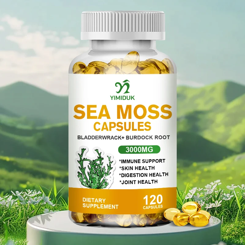 

Капсулы из ирландского мохового моха с сечом и корнем лопухи — таблетки Raw Seamoss для поддержки щитовидной железы, энергии и иммунитета