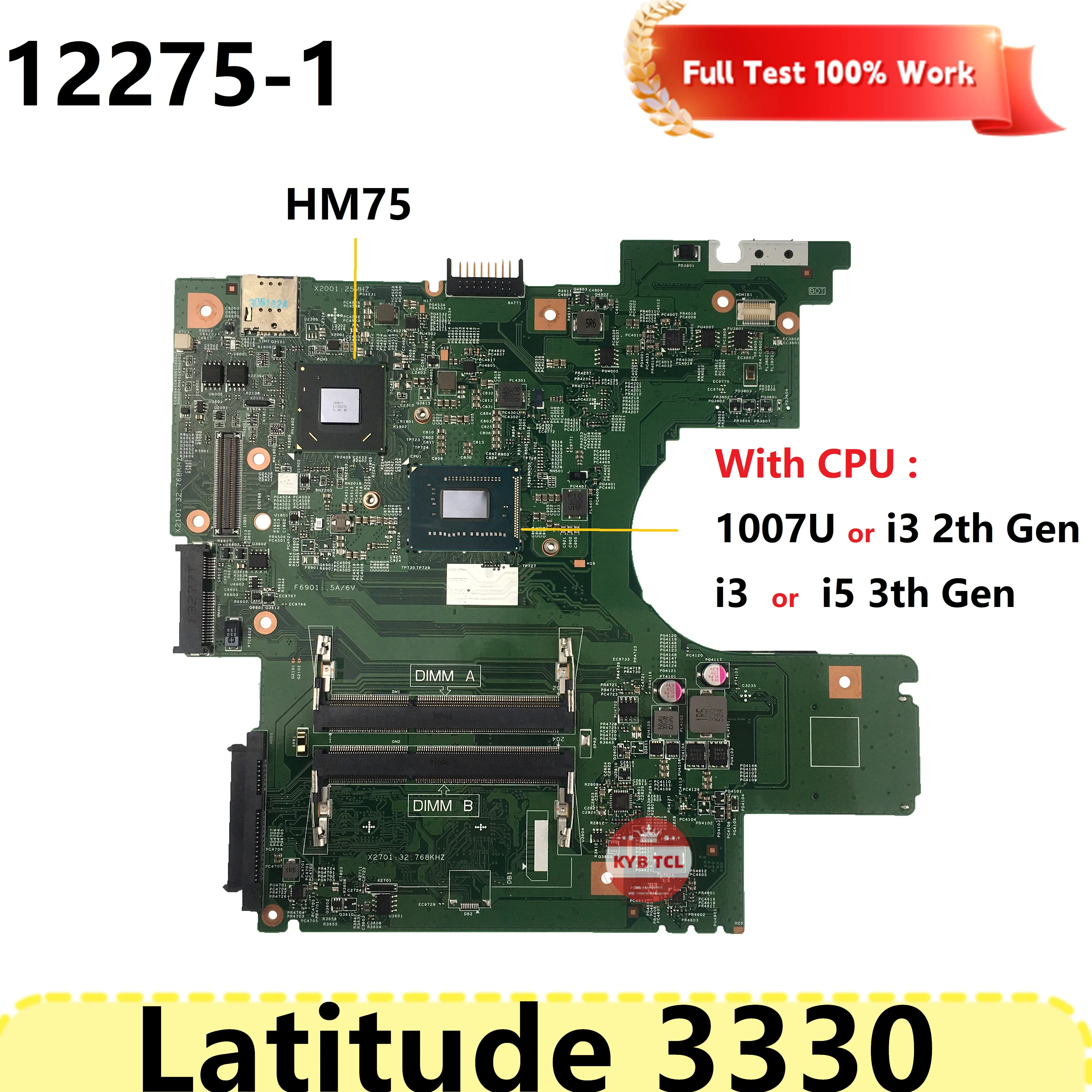 

12275-1 For Dell Latitude 3330 Vostro 131 V131 Laptop Motherboard 08GGXR 0W29HP 02D6MM Mainboard With 1007U i3 i5 CPU Notebook