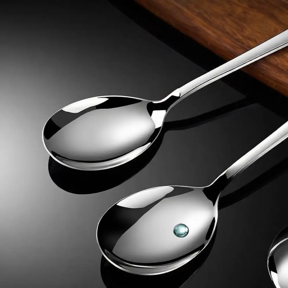 Premium 316L Stainless Steel Long Handle Spoon Thickened Mirror Finish Tableware Simple Style Kitchen Soup Mixing Scoop