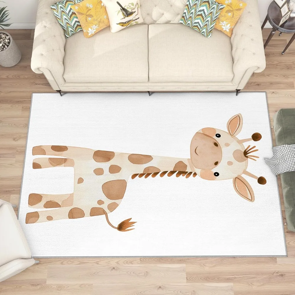 6x9 Necked Deer rug - Cute cartoon Safari Area - Kids Baby Nursery rug for home decor