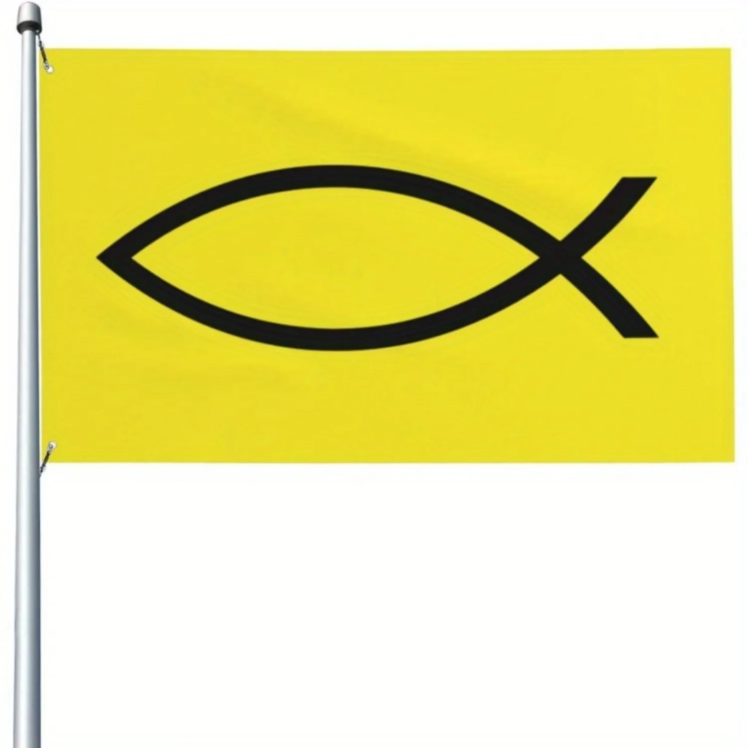 Christian Fish Flag Single Sided Polyester UV Fade Resistant with Grommets for Indoor Outdoor Decor