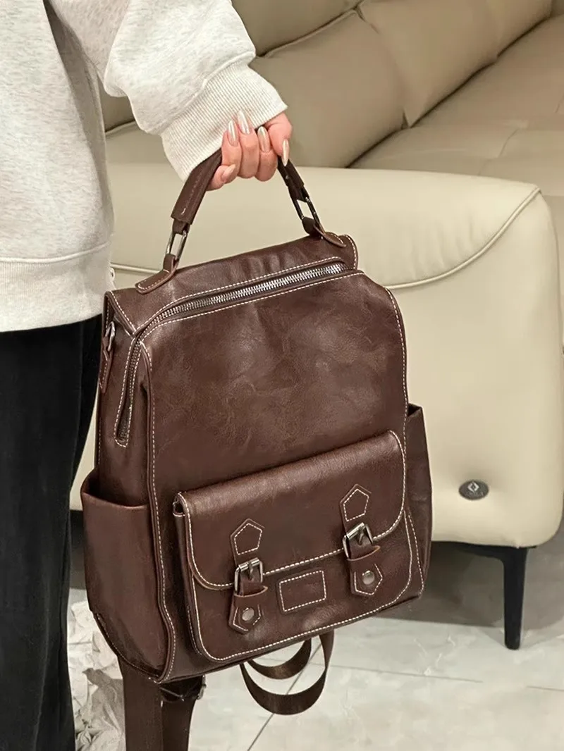 Soft Leather Women Backpack High Quality Brand Female Shoulder Bag 2024 Lady Multifunction Bagpack Hot School Bags For Girls Sac