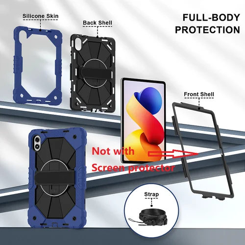 Imagen 2 del producto Funda para tableta Redmi pad 2 pro 12,1 2025, Funda a prueba de golpes Redmi pad pro 12,1 ""2024 soporte de rotación 360, Funda con correa para hombro y mano