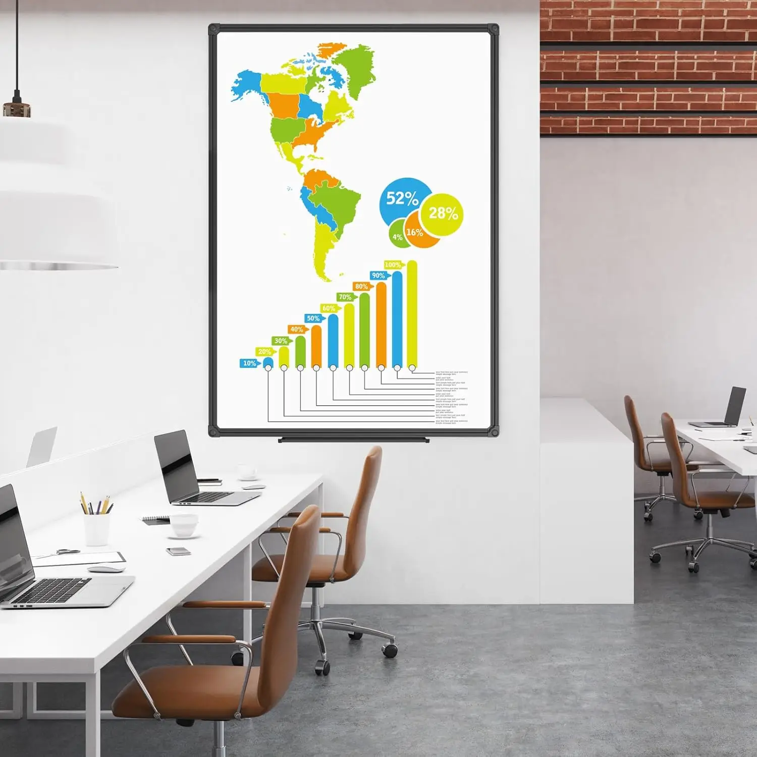 Quadro branco magnético de 48 x 36 polegadas com estrutura de alumínio - quadro apagável a seco para escritório, casa e escola