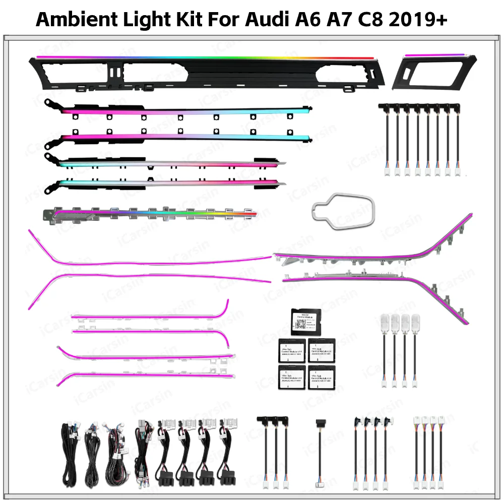 

Upgrade 256 Color European Version Led Car Interior Ambient Light Door Speaker Cover for Audi A6 A7 C8 2019+ Trim Accessories