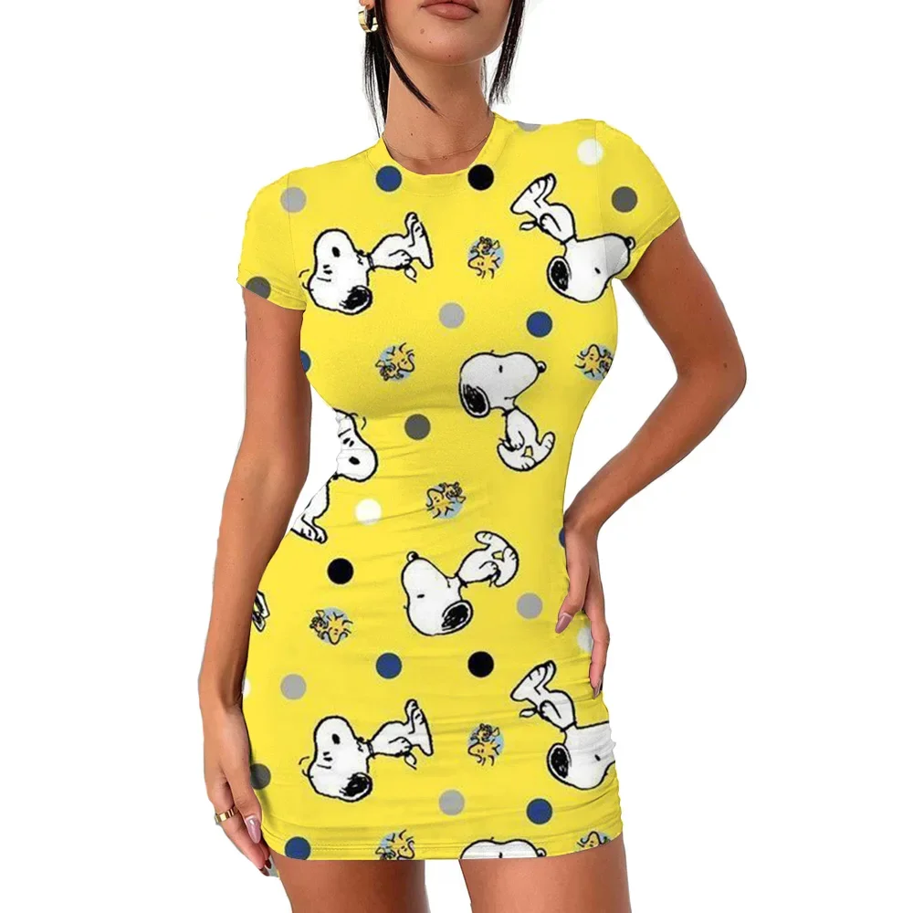 Zomer maxi-jurk zwart bodycon dames slim fit snoopy y2k casual mouwloos backless sexy gewaad dress party