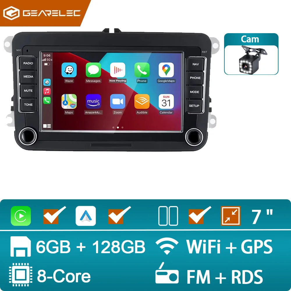 2din Android Auto Radio Voor Vw Passat Golf Mk5 Mk6 Jetta Polo Touran Draadloze Carplay Android Auto 7 ''Multimedia Speler Camera