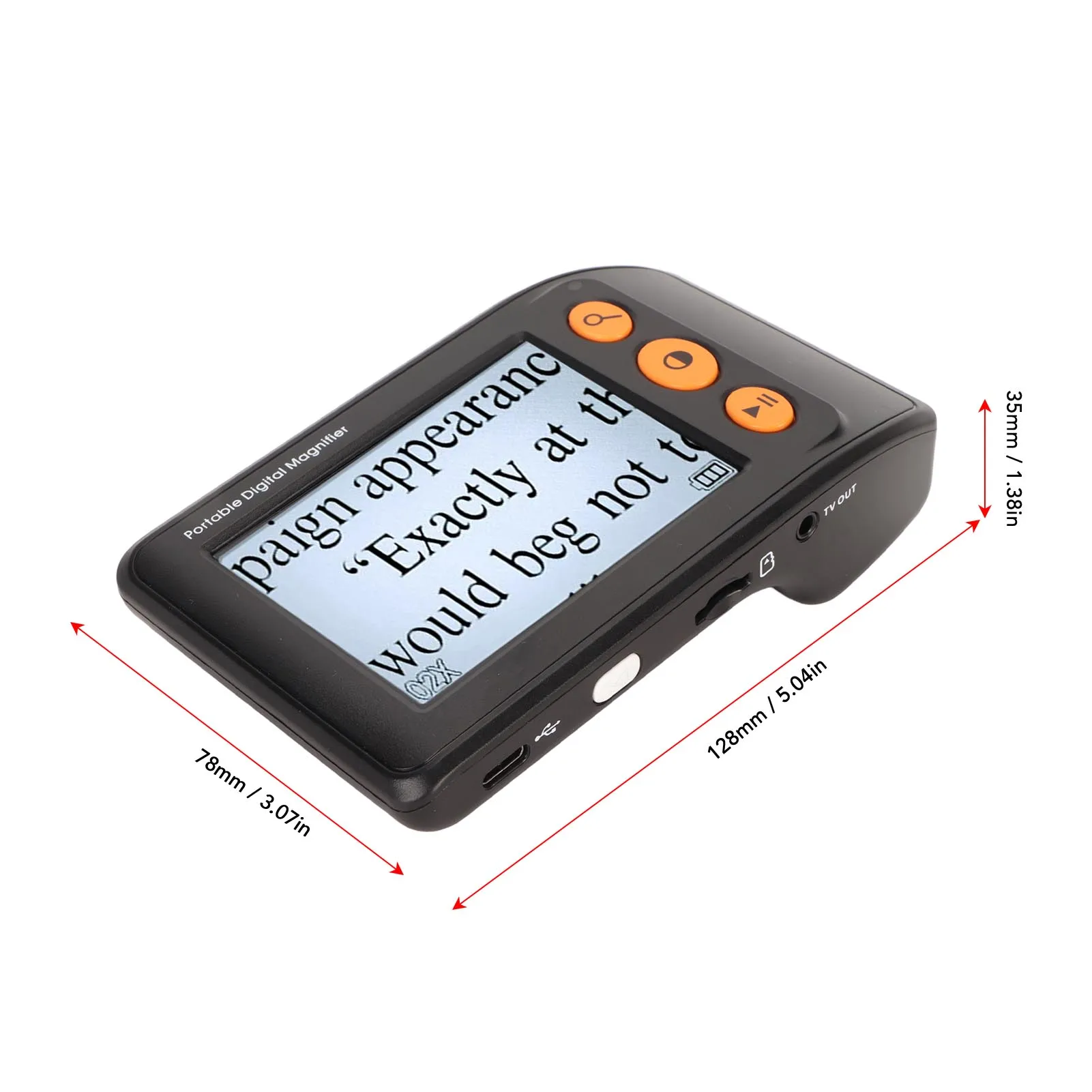 Digital Magnifier 3.5in LCD 2X‑25X Magnification AV Output Reading Magnifier for Book Newspaper Electronic Video Magnifier