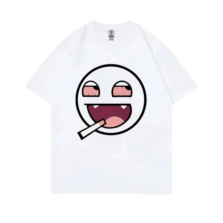 Epic Face Domo Kun Smoking Funny Meme T Shirts Men Women Casual Oversized Short Sleeves T-shirts Men's Fleece Cotton Tee Shirt