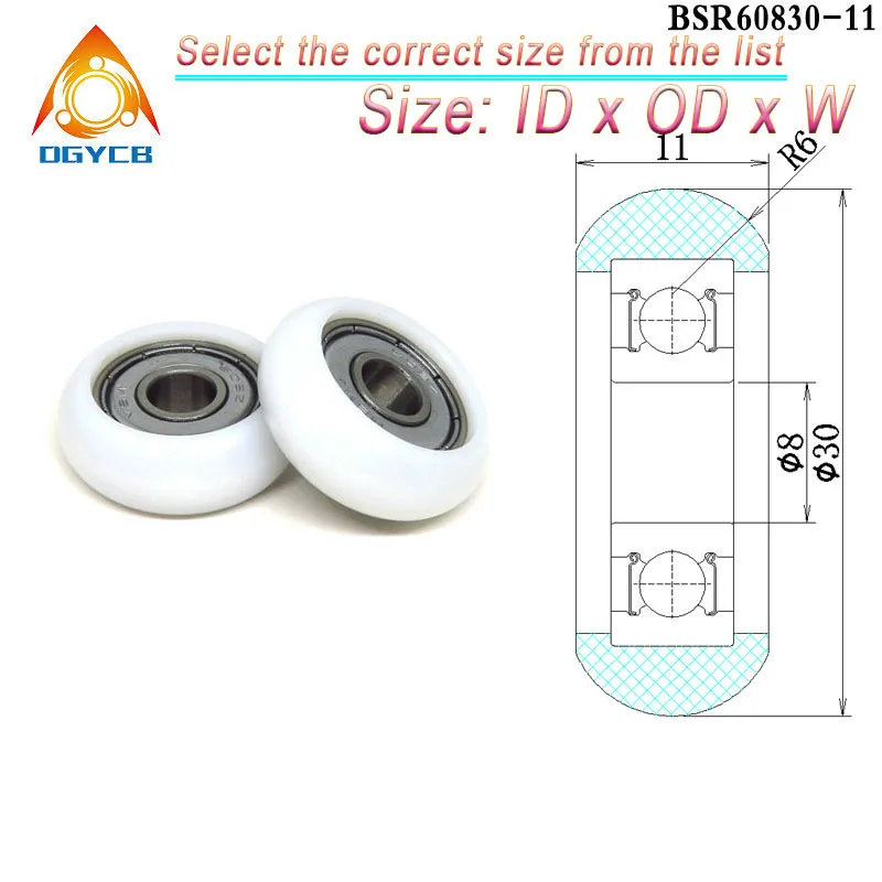 

1pcs 8x30x11mm Nylon Round Guide Rollers BSR60830-11 30mm POM Coated Pulleys Rowing Machine Seat Wheel 8*30*11 Plastic Bearings