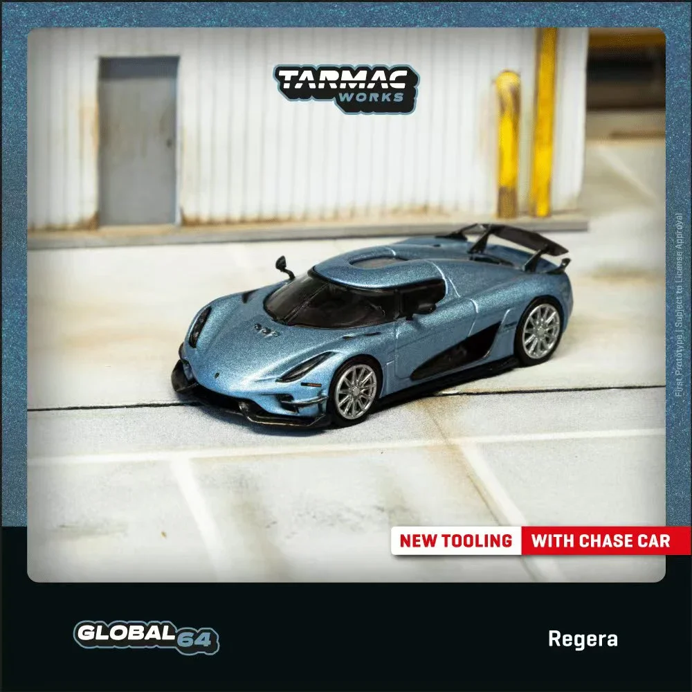 PreSale TW Regera Light Blue Metallic 1:64 Diecast Car Model Collection Miniature Toy Tarmac Works