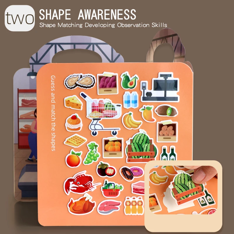 الأطفال المحمولة هادئة مشغول لصق كتاب DIY بها بنفسك قابلة لإعادة الاستخدام ملصق الكتب متعددة المشهد فقاعة ملصق هلام لصق ملصق اللعب #6