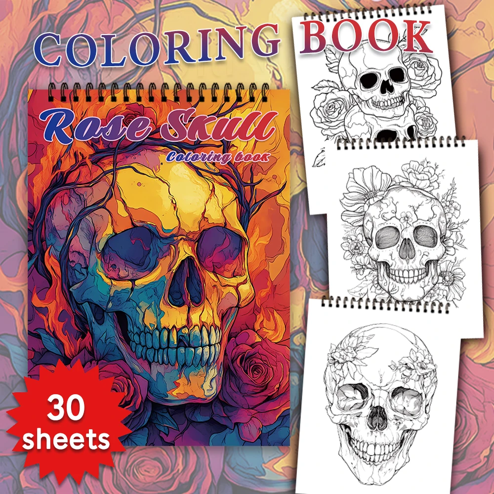 Spiral Coloring book -30 Sheets adult coloring book, 11.2 x 8.3 inches, 100g thick paper, drawing book, homecoming holiday gift