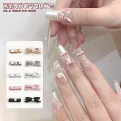 10Pcs Ballet Ribbon Bowtie Shaped Nail Art Alloy Jewelry Multi-Colors NaIl Designs Charms Manicure Simple Designs Rhinestones