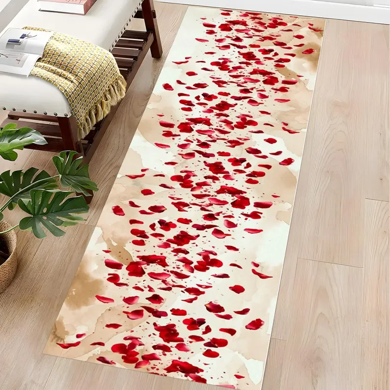 Floral Runner Rug Botanical Blooming Entryway Carpet Kitchen Mat Inspired Gothic Dark Rug Vintage Green Cottagecore Floral Decor