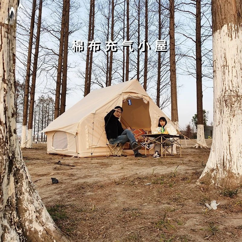 Herringbone Outdoor Camping Family Cotton-Cloth Tents Rainproof Thickened Multifunctional Quickly Open Inflatable Cabin